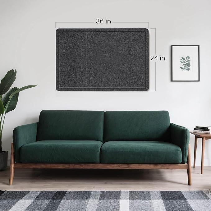 Bulletin Board, 36 x 24 inches Felt Board - Decorative Pin Board, Cork Board Alternative for Wall, 3' x 2' Foldable Picture Board Self-Adhesive Vision Board Prayer Board with 20 Pushpins - Dark Gray-DeskLoop Office