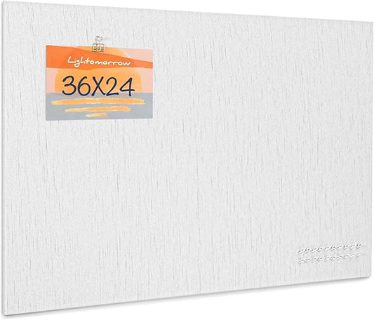 Bulletin Board 36 x 24 inches, 3' x 2' Linen Board for Wall, Decorative Fabric Pin Board with Safe Removable Adhesive Tapes for Home and Office, Includes 20 Push Pins-Gray Stripes-DeskLoop Office