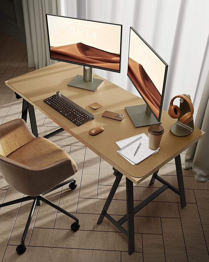 YSAGi Leather Desk Protector, Office Mat, Large Mouse Mat, Non-Slip PU Leather Blotter, Laptop Desk Mat, Waterproof Writing Pad for Office and Home (Latte, 47.2" x 23.21")-DeskLoop Office