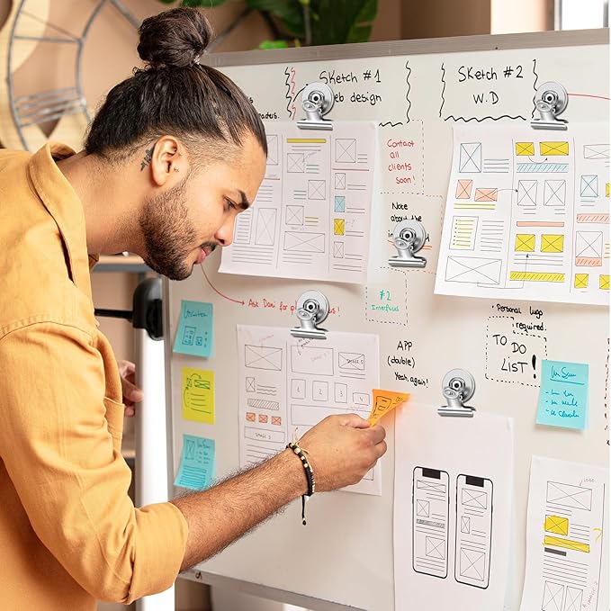 60 Pack Fridge Refrigerator Magnets, Heavy Duty Magnetic Clips, Whiteboard Magnet Clips, Refrigerator Magnets Clip, Non-Scratch Clip Magnets for Whiteboard, Office, Locker, Photo Displays-DeskLoop Office