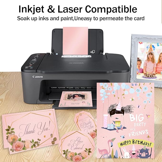 100 Sheets Pink Shimmer Cardstock 8.5 x 11 Iridescent Paper, Goefun 80lb Card Stock Printer Paper for Invitations, Valentines Day, Crafts, DIY Cards-DeskLoop Office