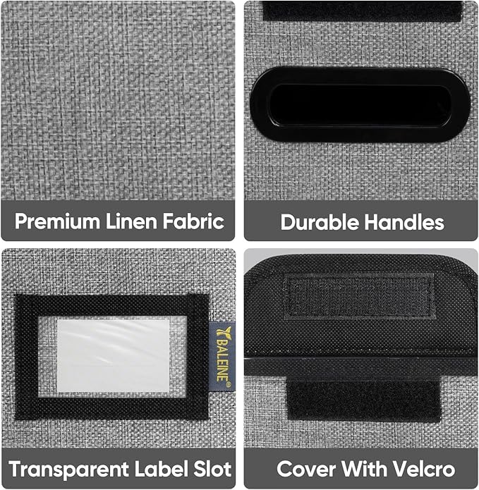 BALEINE File Organizer Box with Lid, Collapsible File Folder Organizer with Plastic Slide, Hanging File Folder Box for Office Document Storage (2 Pack, Grey, S)-DeskLoop Office