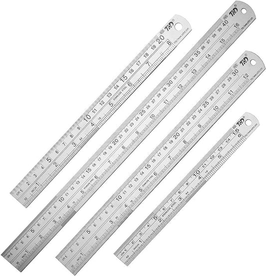 ZZTX Ruler Metal Straight Edge Stainless Steel Ruler 6 Inch 8 Inch 12 Inch 16 Inch Ruler Set Rulers Bulk Set of 4-DeskLoop Office