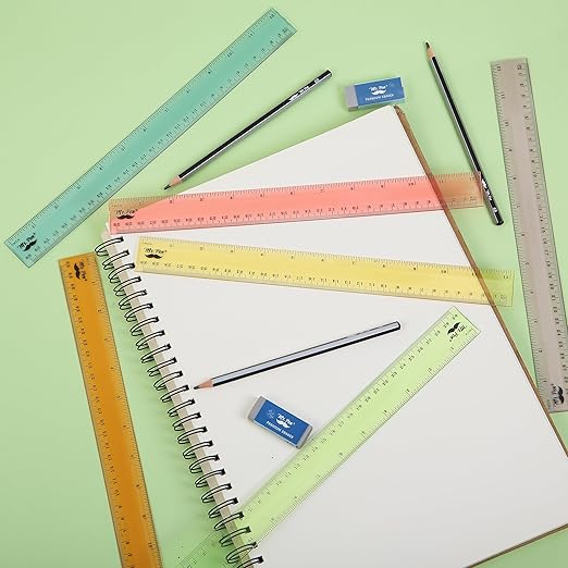 Mr. Pen- Plastic Rulers, 12 Inch, 6 Pack, Pastel Colors, Metric & Imperial, Clear Ruler Set, Cute Ruler 12 Inch-DeskLoop Office