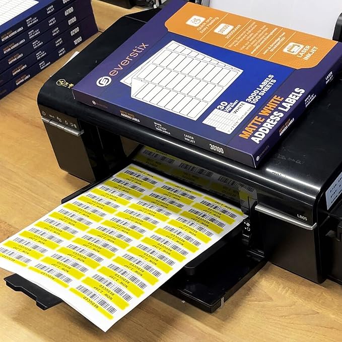 1" x 2-5/8", 100 Sheets, 3000 Mailing Address Labels, White Sticker Labels for Laser & Inkjet Printers, Permanent Adhesive-DeskLoop Office