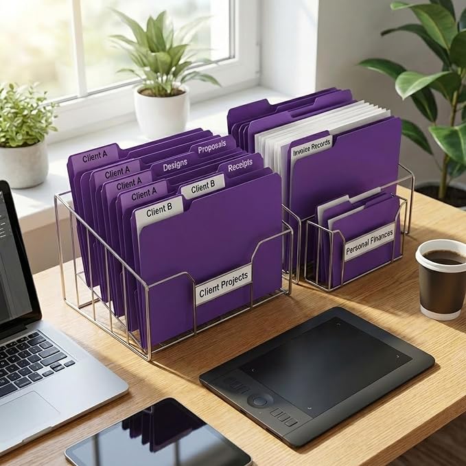 100 Packs Purple File Folder, 1/3-Cut Tabs, Manilla File Folders Letter Size - Image 8