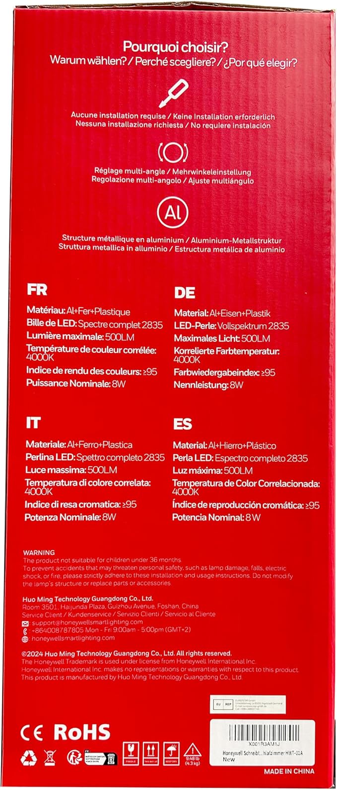 Honeywell LED Desk Lamp, 01A Sunturalux Desk Light for Home Office, 4000K Dimmable Eye Caring Natural Light Architect Lamp with Metal Swing Arm Lamp for Desk Craft Reading-DeskLoop Office