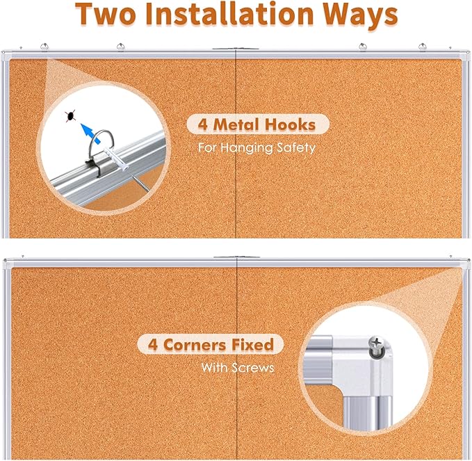 maxtek Large Cork Board 96 x 48 in, Bulletin Board for Walls, 8'x 4' Extra Aluminum Framed Corkboard, Foldable Wall Mounted Back to School Pin Memo Notice Cork Board for Office, Home Wall Display-DeskLoop Office