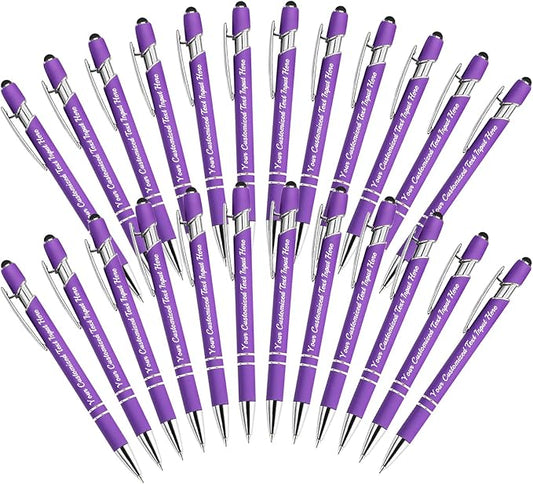 Personalized Ballpoint Pen 24pcs, Custom Pens Free Engraved Bulk with Name Logo, Soft Black Ink Stylus with Touch Metal Office, Gift for Anniversaries, Graduations, Birthdays-DeskLoop Office