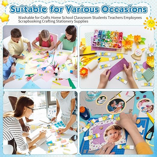 Zubebe 200 Pcs White Glue Stick Bulk Back to School Gifts First Day Sets 0.32 oz Washable Glue Stick for Crafts Home Classroom Prize Party Supplies Scrapbooking Crafting Supplies (Star)-DeskLoop Office