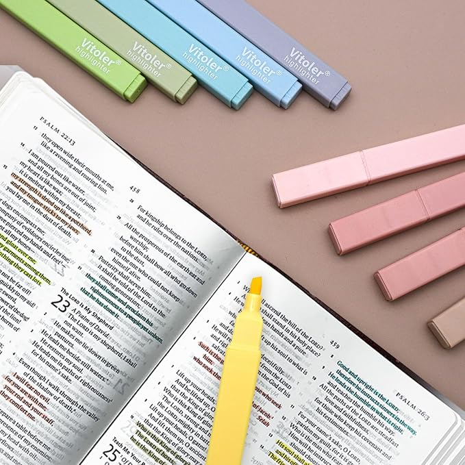 Vitoler Bible Highlighters, Aesthetic No Bleed Dry Fast, Chisel Tip, Cute Pastel - Image 7