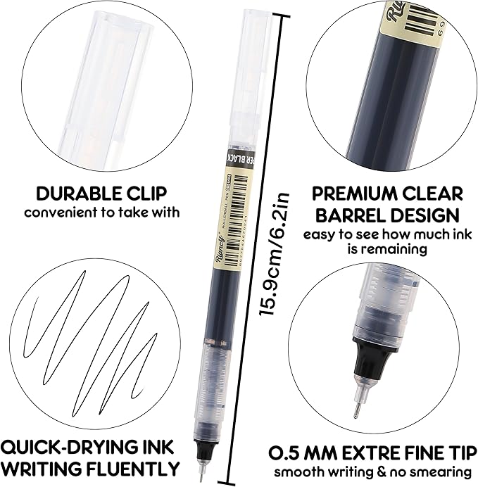 RIANCY Liquid Ink Rollerball Gel Pens, 0.5mm Extra Fine Point Tip, 24ct Assorted Colors, Smooth Writing No Smear No Bleed, Vibrant for Journaling, Drawing, Sketching, School Notes & Art Supplies-DeskLoop Office