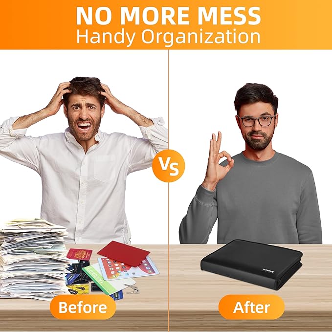 Accordion File Organizer - 12 Pocket Expanding File Folder with Zipper & Labels - Fireproof File Folder Organizer with Multi-Pockets,Document Organizer for Letter A4 Files and More-DeskLoop Office