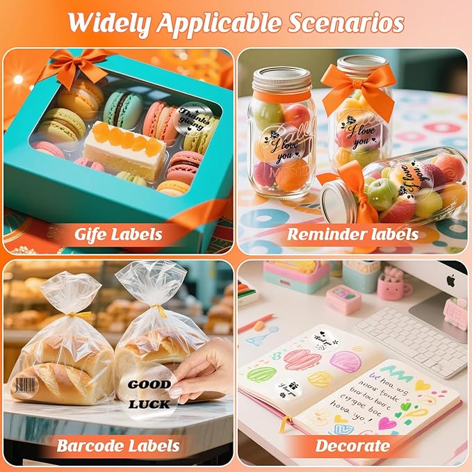 HuiJuKeJi 3 Rolls Transparent Round Thermal Labels, 2 Inch Circle Adhesive Direct Sticker Paper for Phomemo M220/M221/M100/M110/241BT, Multipurpose Clear Custom Sticker Label-140pcs/Roll-DeskLoop Office