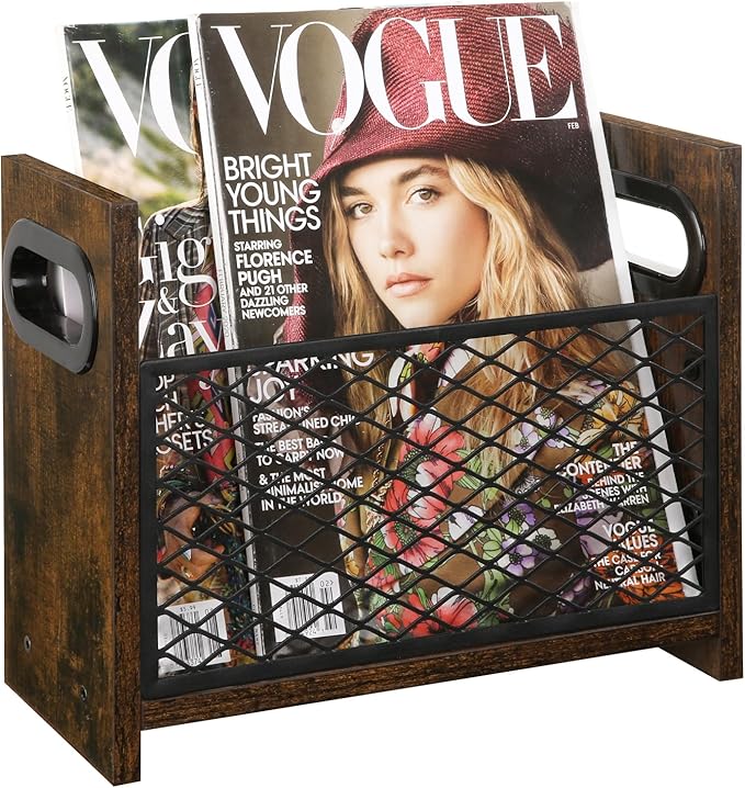 YINMIT Magazine Holder, Magazine Rack for Desktop and Home Office, Farmhouse File Storage Basket for Letters, Magazines, Books, Newspapers (Small)-DeskLoop Office