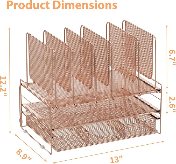 LEKETREE Rose Gold Desk Organizer, Office Organization - Image 7