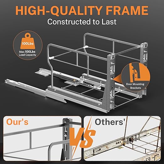 YJHome Pull Out Trash Can Under Cabinet with Soft-Close Slides, Garbage Can Not Included, Cabinet Trash Can Pull Out Kit with Door Mounting Kit, Requires Minimum Cabinets Opening 12" W X 18" D-DeskLoop Office