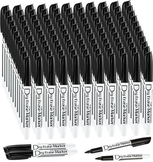 Volcanics Black Dry Erase Markers Low Odor Fine Whiteboard Markers Thin Box of 125-DeskLoop Office