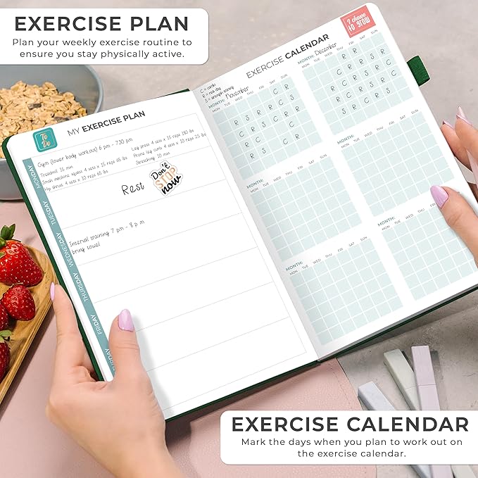 Clever Fox Weekly Meal Planner - Weekly & Daily Meal Prep Journal with Shopping and Grocery Lists for Menu Planning, Healthy Diet & Weight Loss Tracking, Lasts 1 Year, Undated, A5 - Forest Green-DeskLoop Office