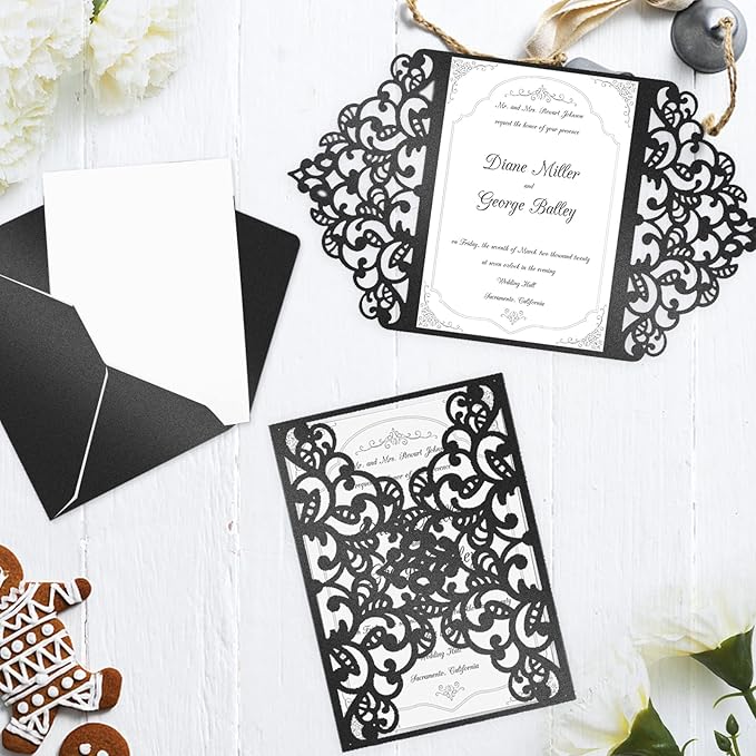 100 Sheets Black Shimmer Cardstock 8.5 x 11 Metallic Paper, Goefun 80lb Card Stock Letter Size Sheets for Halloween, Invitations, Scrapbooking, Crafts, Graduations-DeskLoop Office