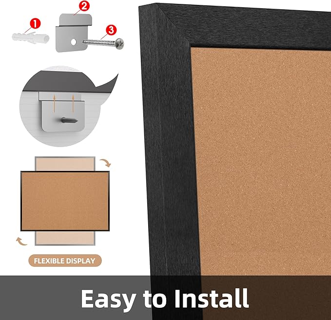 Board2by Extra Large Cork Bulletin Board 60" X 48", Black Wood Framed 5'x4' Corkboard for Wall, Wall Mounted Notice Pin Board with 18 Push Pins for School, Home & Office-DeskLoop Office