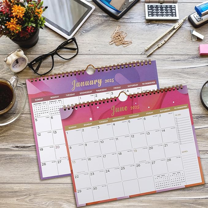 Lbylyhxc 2025-2026 Calendar - 18 Monthly Wall Calendar 2025-2026 from January 2025 to June 2026, 11 x 8.5 Inches.Thick Paper with Julian Dates and Block for New Year and Christmas Presents (2025-2026 wall calendar geometric)