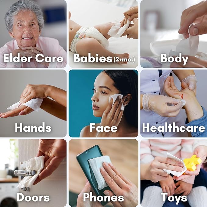 XL Individually Wrapped Nurture Antibacterial Body & Hand Wipes | Alcohol-Free Antiseptic Wet Disinfecting Towelettes for Germ Removal, Sanitizing Hands |Cleaning Cloths| Adults & Baby| Thick & Strong-DeskLoop Office