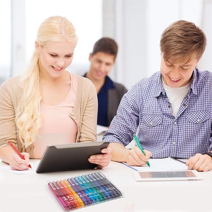Vanstek 15 Colors Retractable Erasable Gel Pens Clicker, Fine Point(0.7), Make Mistakes Disappear, Premium Comfort Grip for Drawing Writing Planner and School Supplies-DeskLoop Office