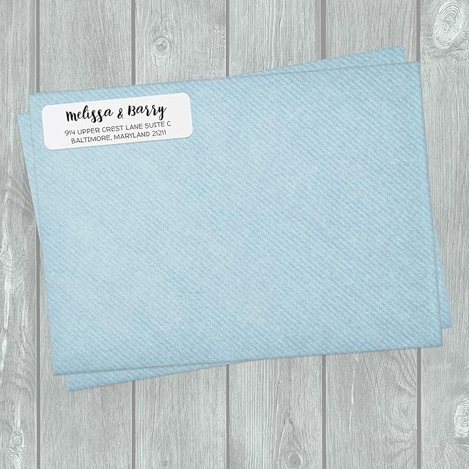 White Modern Rolled Address Labels/Roll of 500 Personalized Address Labels/Designer Return Address Stickers in Elegant Plastic Dispenser-DeskLoop Office