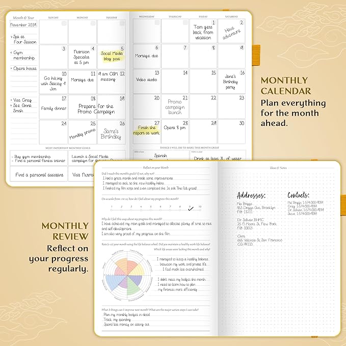 Legend Planner PRO – Deluxe Weekly & Monthly Life Planner to Increase Productivity and Hit Your Goals. Time Management Organizer Notebook – Undated – 7 x 10" Hardcover + Stickers – Amber Yellow-DeskLoop Office