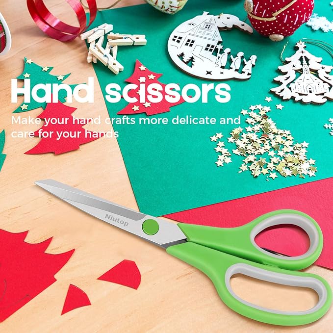 Scissors Bulk Set of 5-Pack, Niutop 8" Multipurpose Sharp Sewing Craft Fabric Scissors for Office Home High/Middle School Student Office Teacher Art Supplies, Soft Comfort-Grip Right/Left Handles-DeskLoop Office