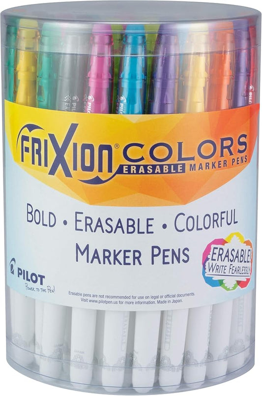 Pilot, FriXion Colors Erasable Marker Pens, Bold Point, Tub of 36, Assorted Colors-DeskLoop Office