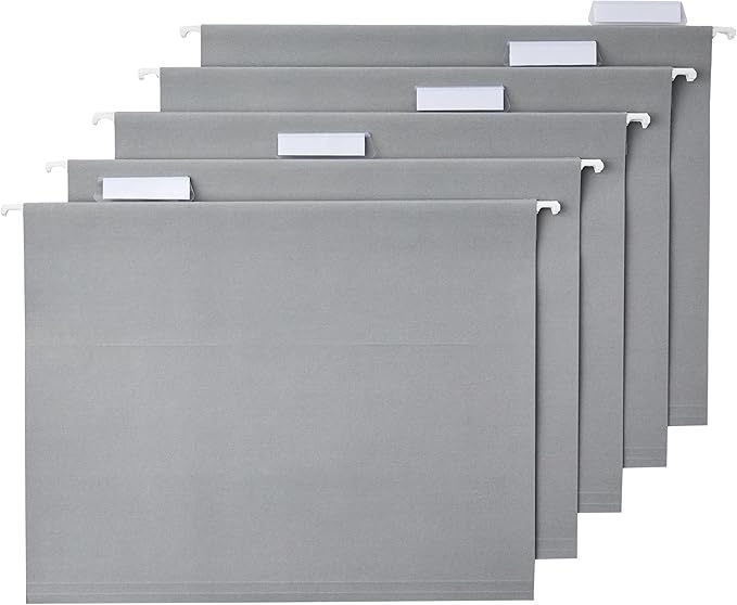 Amazon Basics Hanging File Folders, Letter Size, Gray, 25-Pack-DeskLoop Office