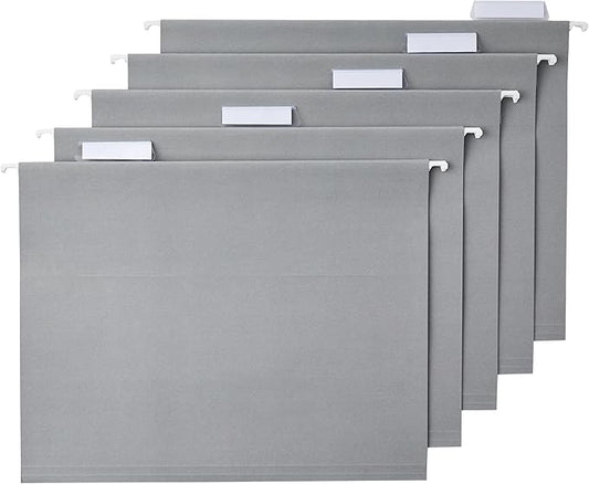 Amazon Basics Hanging File Folders, Letter Size, Gray, 25-Pack-DeskLoop Office