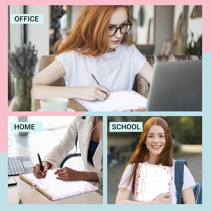 8.5x11 Weekly Planner Notepad Undated To Do List Note pad 52 Weekly Desk Wall Planner Calendar Hangble Daily Planning Pad for Work,Home,School,Ofiice Supplies,Matching 44 Notepad,Pink-DeskLoop Office
