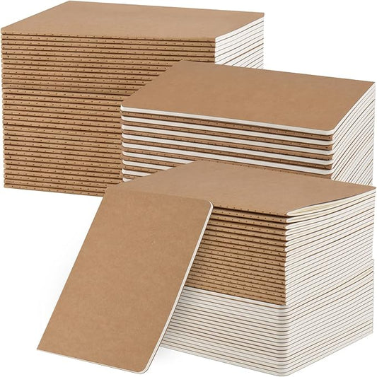 ZCZN 100 Pack A5 Kraft Notebooks Bulk, 8.15x5.5 Inches Lined Paper Journaling Notebooks, Notebooks for Work, Composition Notebooks for School, Journal Notebooks for Office, 60 Pages-DeskLoop Office