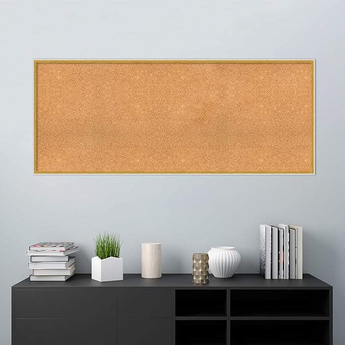 Amanti Art Natural Cork Board for Wall, 25x61 Vision Board with White Frame, Oversize Corkboard Office Decor for Home Organization, Modern Corkboard Pinboard to Display Items for Home Organization in-DeskLoop Office