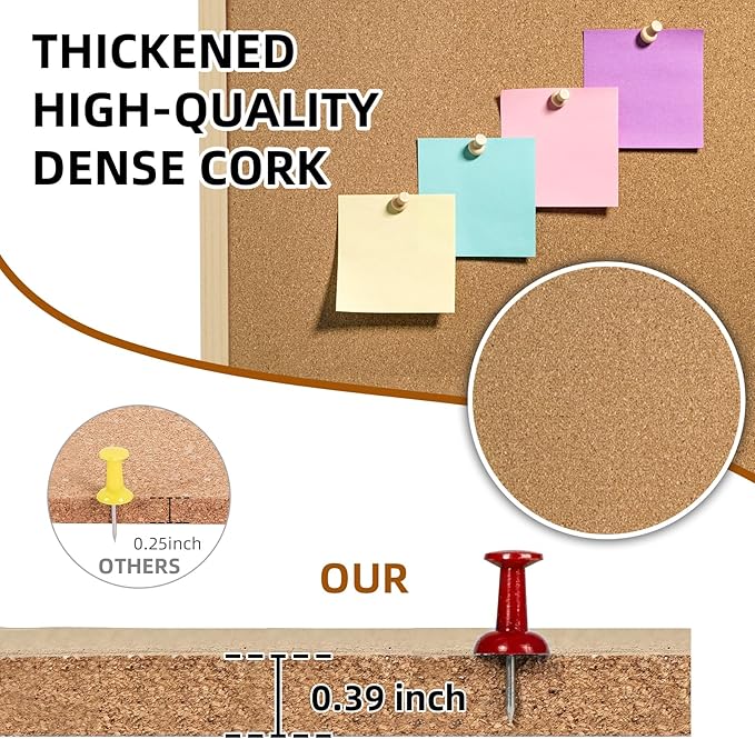 16” x 24” Cork Boards for Walls with Wooden Frame 1pack, Double Sided Office Board for Wall Organizer, Bulletins Board Decorative Hanging Pin Board for School, Home & Office, Notice Board Memo Board-DeskLoop Office