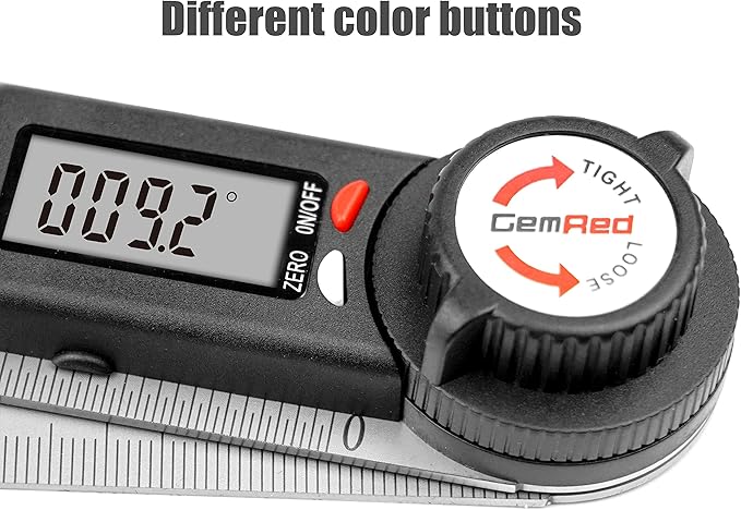 GemRed 82305 Digital Angle Finder Protractor-Stainless steel (white&red button)-DeskLoop Office