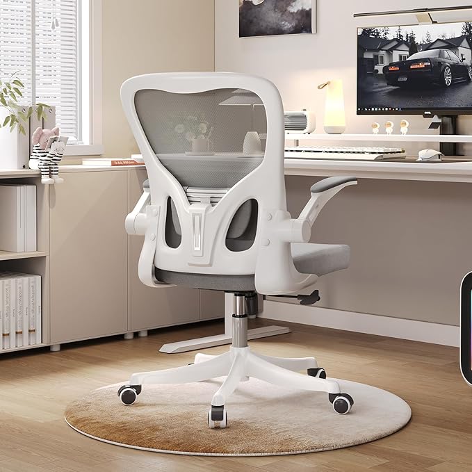 Ergonomic Office Chair, High-Back Mesh Computer Desk Chair with Adjustable Height, Lumbar Support, Flip-Up Armrests,headrest,and Swivel Rolling Design for Home and Office Use