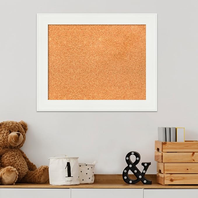 Amanti Art Natural Cork Board for Wall, 17x21 Vision Board with White Frame, Small Corkboard Office Decor for Home Organization, Casual Corkboard Pinboard to Display Items for Home Organization in-DeskLoop Office