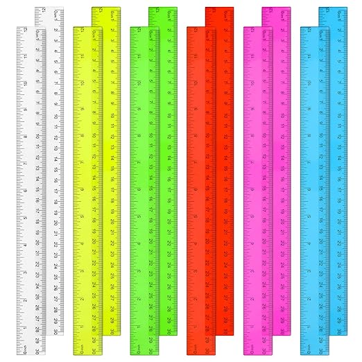 Zonon 30 Pcs 12 Inch Plastic Ruler Assorted Colors Ruler Bulk with Centimeters Millimeter and Inches Rulers First Day of School Gift for Kids School Classroom Office Supplies(Bright Color,Plastic)-DeskLoop Office