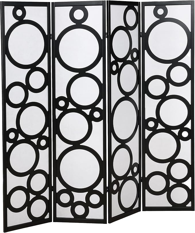 NicBex Room Divider 4 Panel Room Dividers with Circle Pattern Partition Room Dividers and Folding Privacy Screens Wall Divider for Home, Office, Room Separation,70" W x 1" D x 70" H, White+Black-DeskLoop Office
