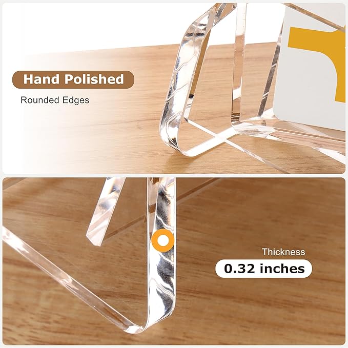 SANRUI Acrylic Business Card Holder for Desk, 2 Tier Clear Tilt Business Name Card Display Holders Stand Storage Organizer Fits 120 Business Cards (Horizontal, 2-Slot)-DeskLoop Office