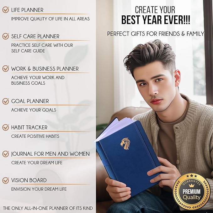 Life Planner - Undated Daily, Weekly & Monthly Planner with Budget Section | A 12 Month Journey to Increase Productivity & Happiness | Life Organizer & Gratitude Journal - Horizontal Format-DeskLoop Office