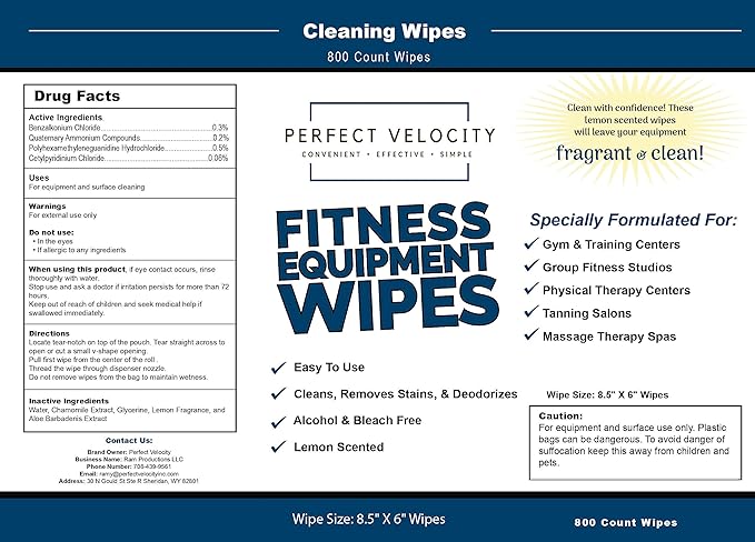 Fitness Gym Equipment Wipes - 4 Rolls of 800 Pre-Moistened Cleaning Refill Wet Wipes - For Upwards and Downwards Dispensers-DeskLoop Office