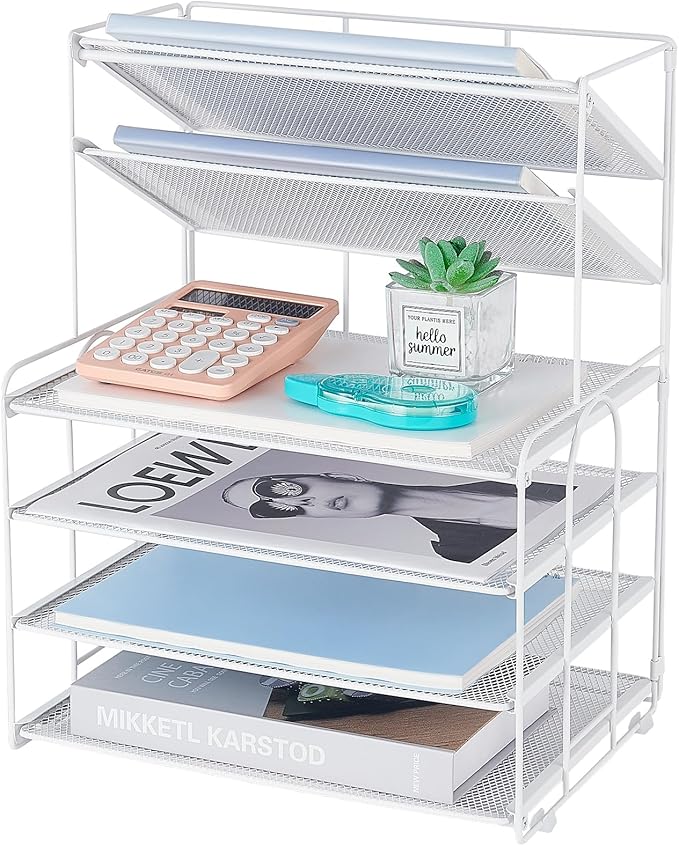 6-Tier Letter Tray Paper Organizer, Desk Organizers and Accessories, Desktop File Organizer, Office Desk Accessories for Office Supplies(White)-DeskLoop Office