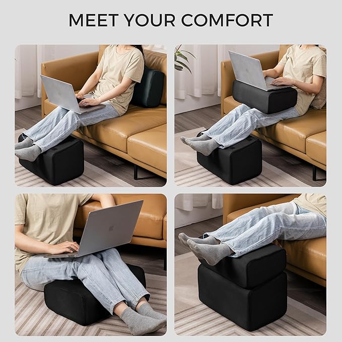 Ganondorf Foot Rest for Under Desk at Work Adjustable Foot Rest Under Desk Ergonomic Foot Stools for Under Office Desk Leg Pillow for Underdesk Footrest with Washable Cover, Mesh Black-DeskLoop Office