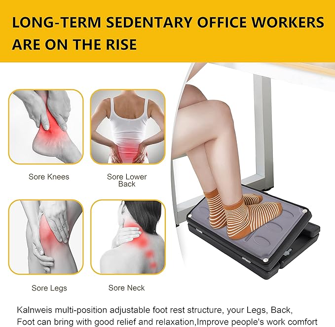 Adjustable Foot Rest Under Desk, Ergonomic Foot Stool for Office Use with Massage (PB-Gray)-DeskLoop Office
