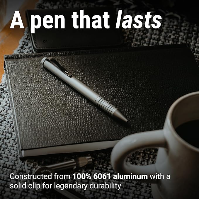 Everyman Grafton Mini Twist Refillable 0.7mm Ball Point Pen Gunmetal | Sleek Anodized Aluminum Pocket Pen with Grooved Grip | Smooth Writing EDC Ink Pen for Office, Travel, Work & Gifting-DeskLoop Office